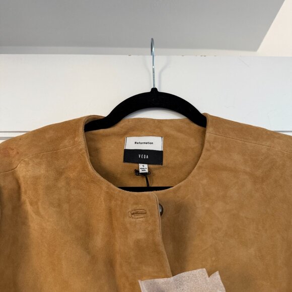 NWT Reformation Veda Reed Jacket In Parmesan Suede Leather Sz Small - Picture 7 of 9